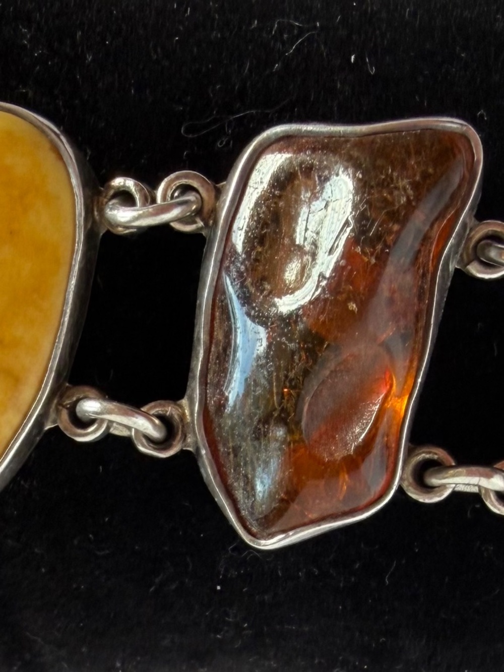 Amber Bracelet Set in Sterling Silver Cabochon Settings - Picture 5 of 12